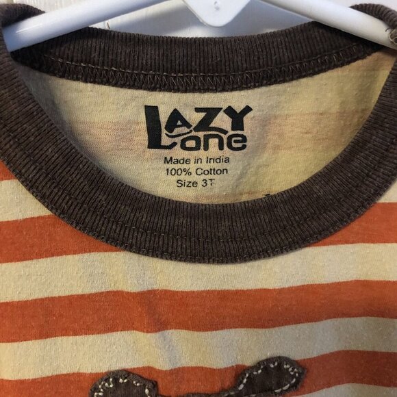 Lazy One Size 3T Striped Moose Ringer Tee - Picture 2 of 3